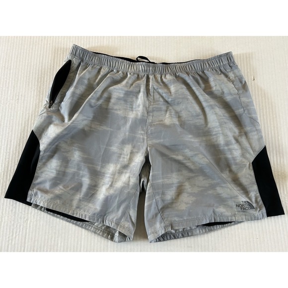 The North Face Shorts Mens XL‎ Gray Camo Drawstring Performance FlashDry Hiking - Picture 1 of 6